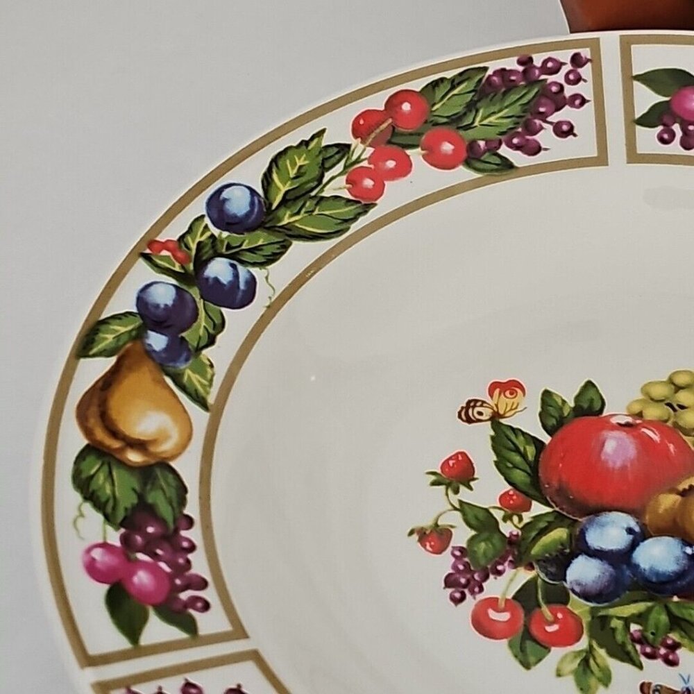 Tabletops Unlimited Tivoli Gardens Bowls 8" soup salad set-3 fruit butterfly - Picture 4 of 11